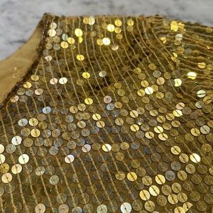 VINTAGE “EFFECI” 80s sequin party gold blouse
